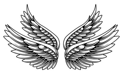 Vector angel wings tattoo design
