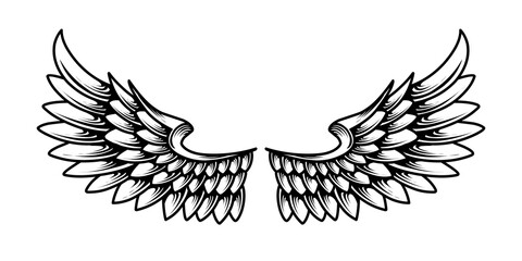 Vector angel wings tattoo design