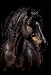 Naklejka na ściany i meble Magnificent Horse in a Stylishly Dark Photo.; Generative AI