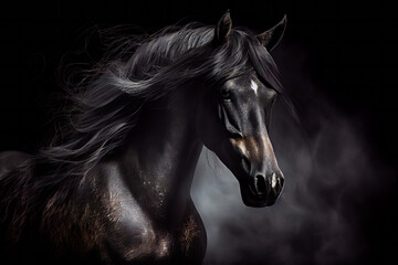 Naklejka na ściany i meble Magnificent Horse in a Stylishly Dark Photo.; Generative AI