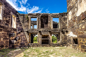 Ruins of the Garcia D'Avila castle, in the Praia do Forte, Mata de Sao Joao, Bahia, Brazil