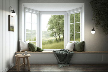 Fototapeta premium Luxurious Journey to Comfort: AI-Generated 3D Render of a Modern Home Interior