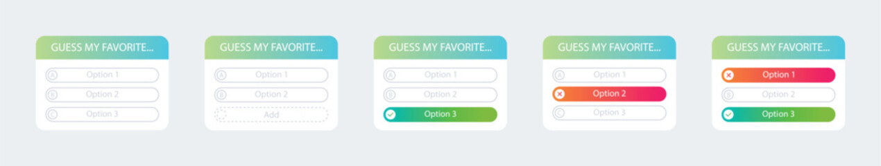 Guess my favorite vector icon. Template social media quiz. Vector illustration