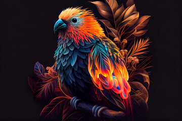 Spectacular Tropical Dreamlike Avian.  Marvelous Unearthly Bird. Generative AI
