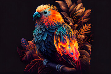 Obraz premium Spectacular Tropical Dreamlike Avian. Marvelous Unearthly Bird. Generative AI