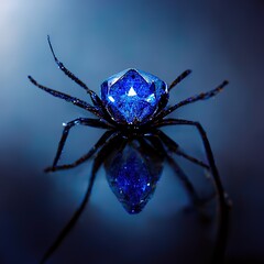 Obraz premium Blue crystal gemstone spider