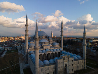 Fototapeta na wymiar Suleymaniye Mosque Drone Photo, Fatih Istanbul, Turkey 
