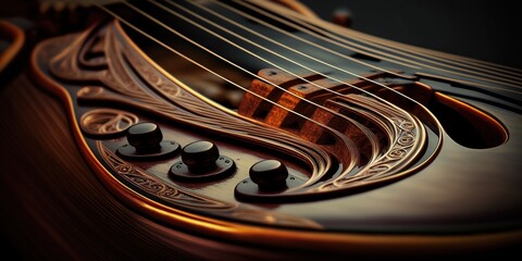 macro image of musical instrument, concept of Close-up and Detail, created with Generative AI technology