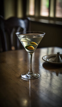"Classic Martini" - a stylish image of a classic martini with olives