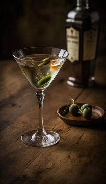 "Classic Martini" - a stylish image of a classic martini with olives