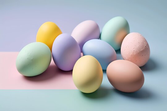 Pastel Easter egg top border for easter card, background, Generative AI
