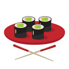 Japanese food. Sushi fish rolls. Japanese sushi. Vector illustration