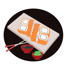 Japanese food. Sushi fish rolls. Japanese sushi. Vector illustration