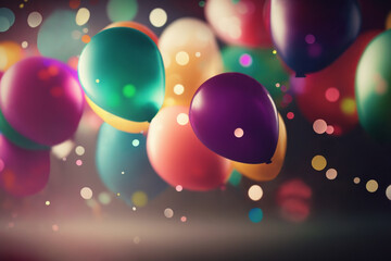Party Balloons and Confetti Background. Generative AI