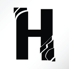 Minimalist vector of a shattered letter h