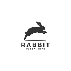 cute jumping bunny illustration logo