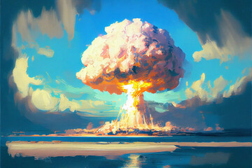 simple impasto painting of a nuclear bomb, impressionism, generative Ai
