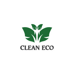 Clean Eco logo vintages natural leaf