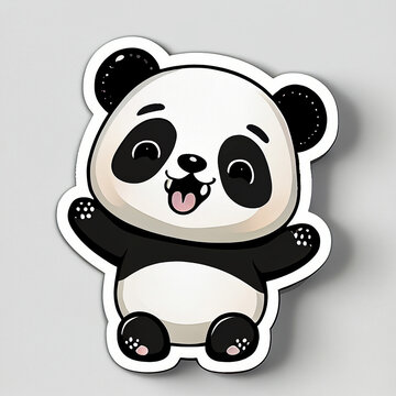 Cute chubby Panda cartoon illustration, generative ai