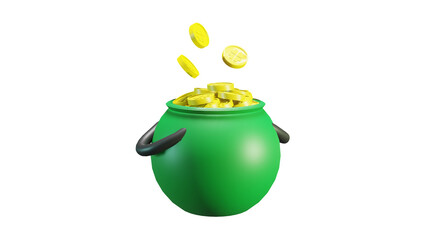 Png 3d render cauldron and gold
