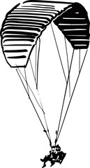 vector illustration of the paraglider silhouette on the sky