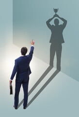 Fototapeta premium Businessman in great achievement concept