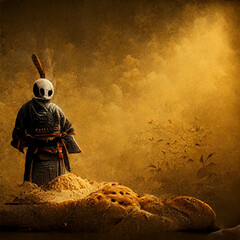 Bread samurai in kimono Generative AI