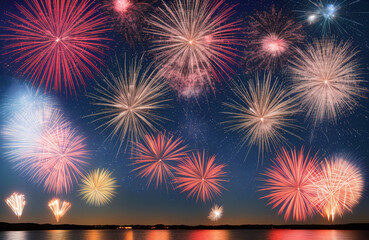 Fototapeta premium 花火のイラスト(AI generated image)