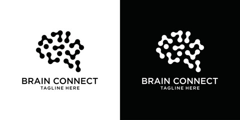 brain logo design and technology connection icon vector illustration template modern smart brain design