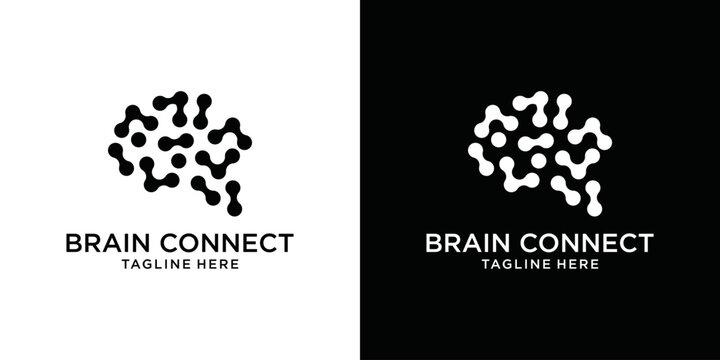 brain logo design and technology connection icon vector illustration template modern smart brain design