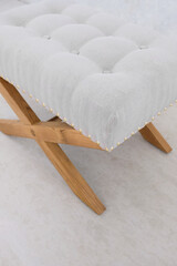 Fototapeta na wymiar stool chair with soft seat from teak wood