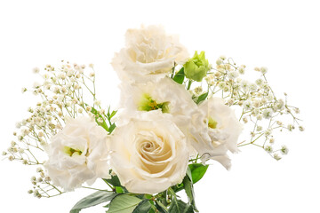 Obraz na płótnie Canvas Bouquet of beautiful flowers isolated on white background, closeup