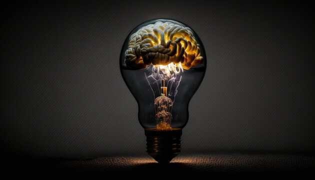 a lightbulb combined with a brain, generative ai