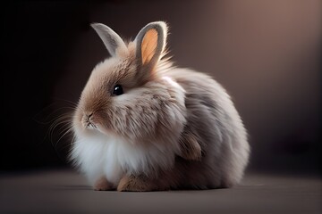 Adorable Fluffy Bunny Portrait in Soft Lighting.
Generative AI.