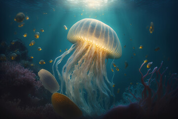 jellyfish in the sea made by generative ai