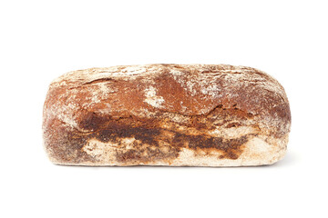 Fresh loaf of rye bread isolated on white background