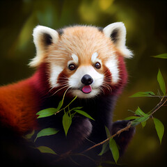 Fototapeta premium Baby Red panda, close-up Created using generative AI tools