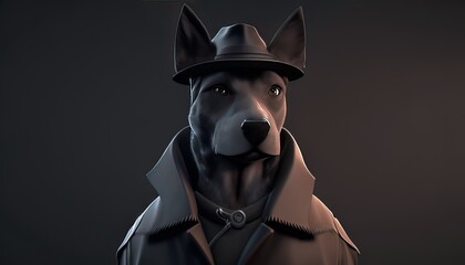charming dog detective digital art illustration, Generative AI