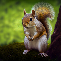 Red Squirrel in the forest , isolated on a background Created using generative AI tools