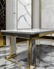 interior design gray marble table in living room architecture - generative art