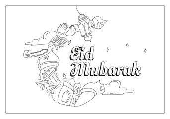 Hand Drawn Islamic Icon Forming The Moon Coloring Book