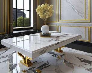 interior design gray marble table in living room architecture - generative art