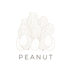 Peanut Simple Line Art Vector Illustration Logo