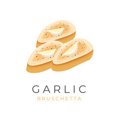Garlic Bruschetta vector illustration logo