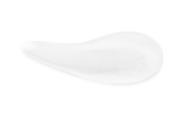 Sample of transparent gel isolated on white, top view