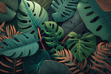 plant background in graphic style created with Generative AI technology