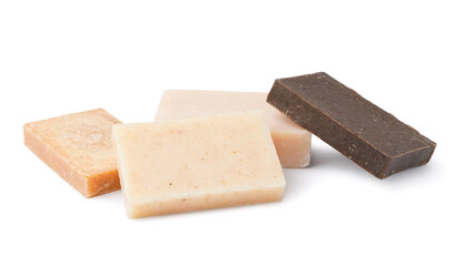 Natural soap bars isolated on white background