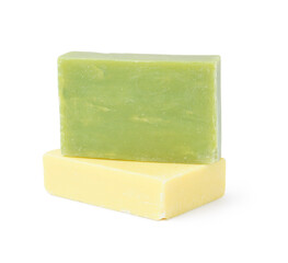 Colorful soap bars isolated on white background