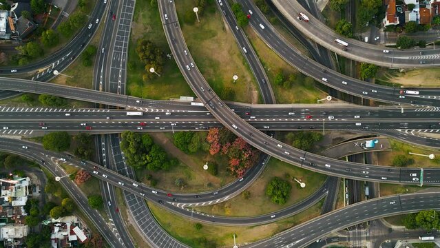 Highway from above Daylight Drone view timelapse 2