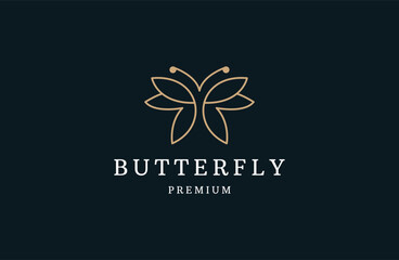  Butterfly Logo abstract vector geometric design icon template linear style.